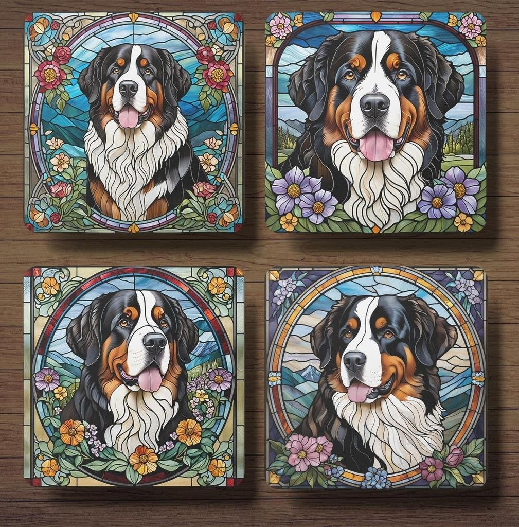 Berner Sennen Glas in lood onderzetters met houder, Ophalen of Verzenden, Nieuw