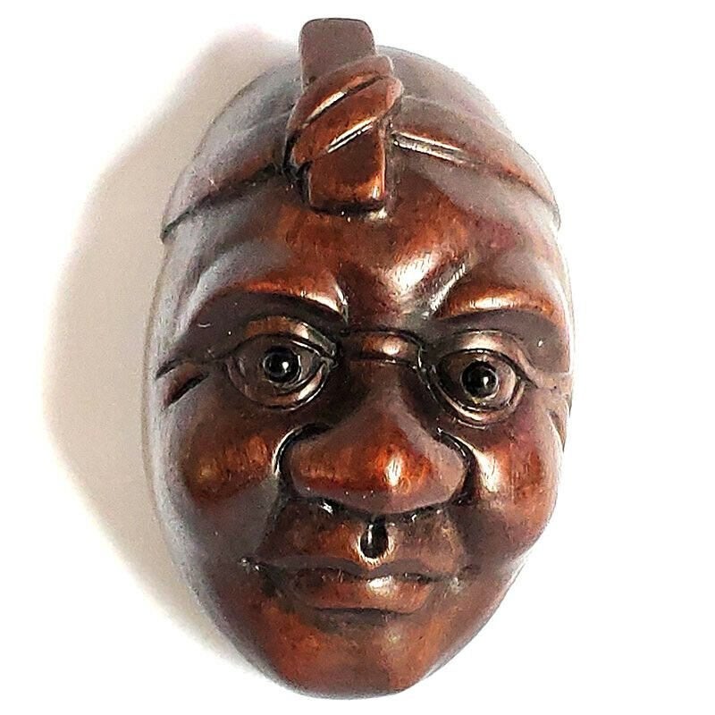Ironwood Netsuke Masker Meiji periode Japan, Bruin, Ophalen of Verzenden, Netsuke, Japan