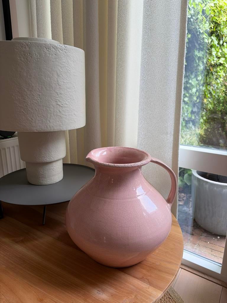 Lichtroze aardewerk kruikvaas / waterkan, Ophalen of Verzenden