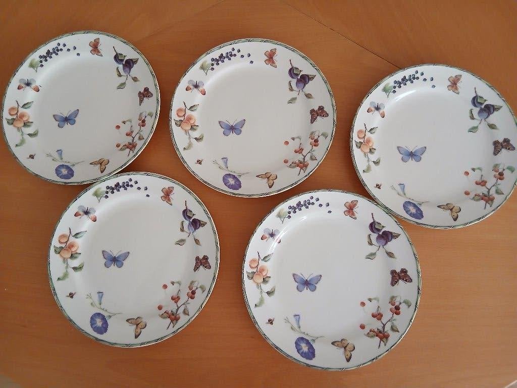 5 ontbijtbordjes Janneke Brinkman Fruit & Flowers, Ophalen, Zo goed als nieuw, Bord(en), Overige stijlen