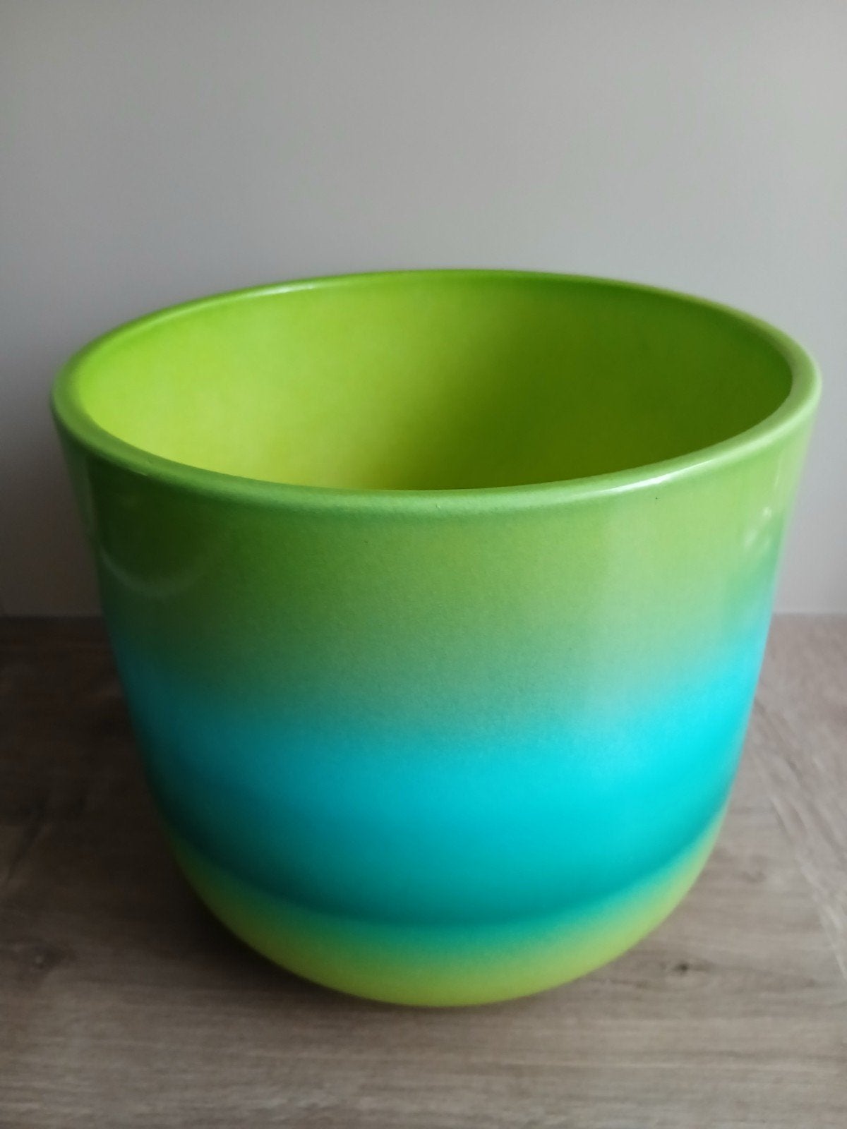 Scheurich bloempot in overlopende groen/blauwe kleuren, Ophalen of Verzenden, Gebruikt, Steen/keramiek
