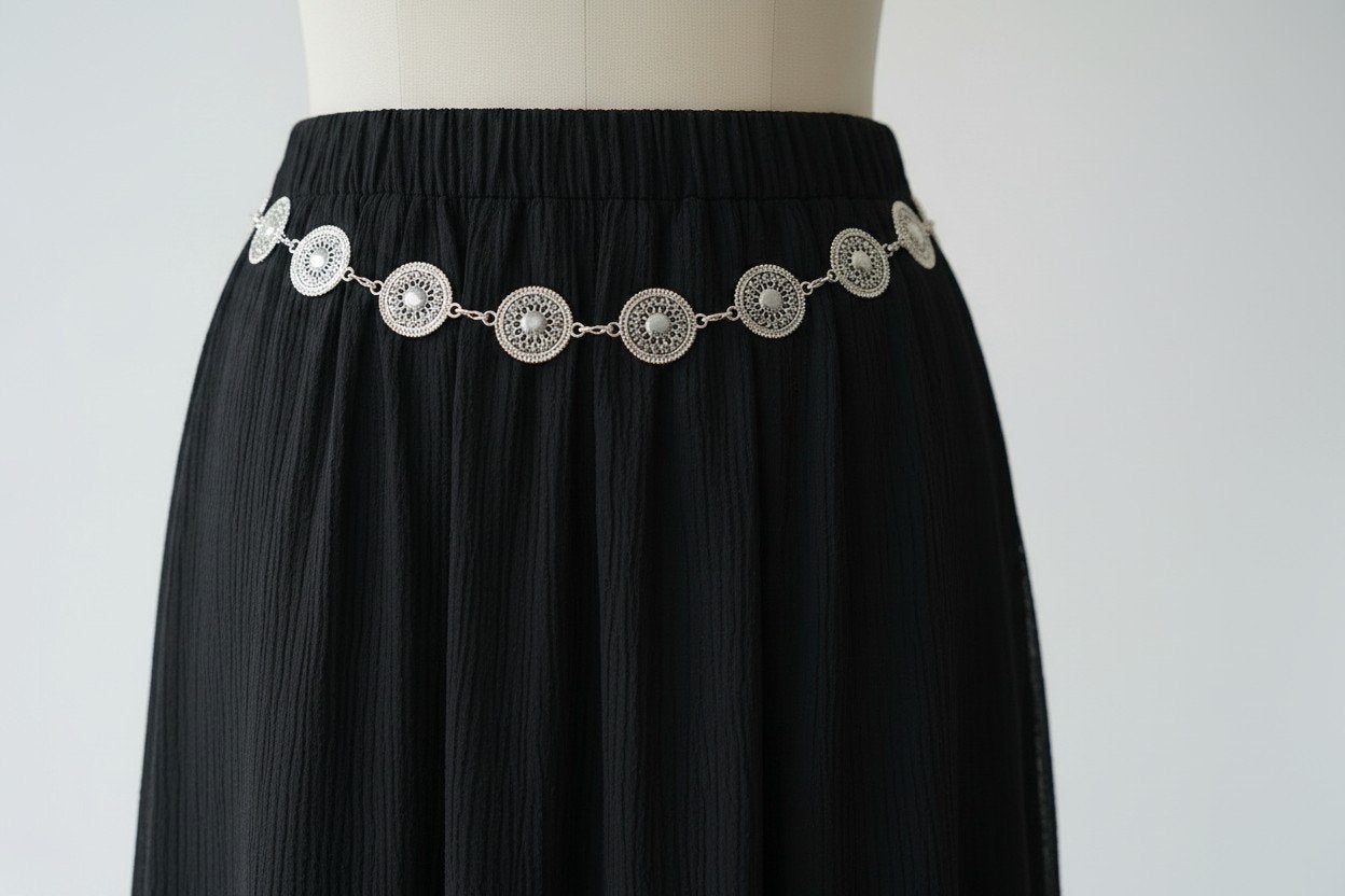 Zilveren Boho Riem Concho Verstelbaar 60-100 cm Ibiza Festiv, Ophalen of Verzenden, Nieuw, Overige kleuren, 100 cm of meer