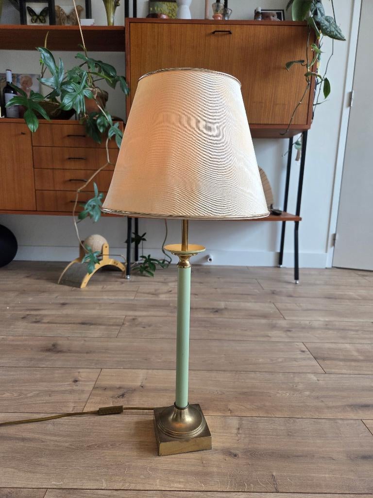 Vintage messing tafellamp met kap – 68 cm – sfeervol, Verzenden, Gebruikt, Kunststof