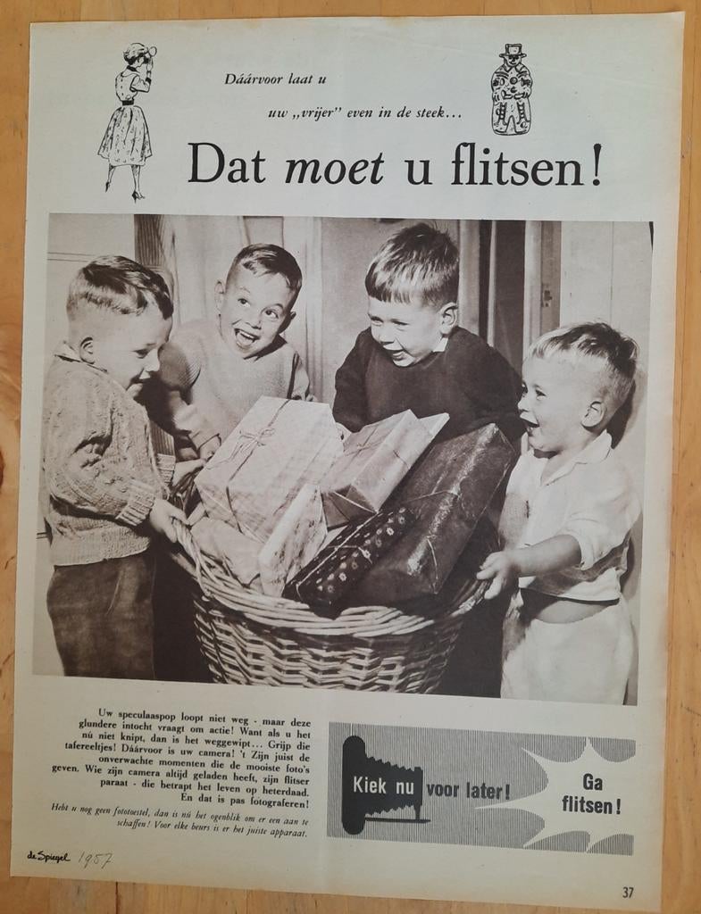 SINTERKLAAS ADVERTENTIE UIT TIJDSCHRIFT 1957, Ophalen of Verzenden, 1940 tot 1960, Knipsel(s)