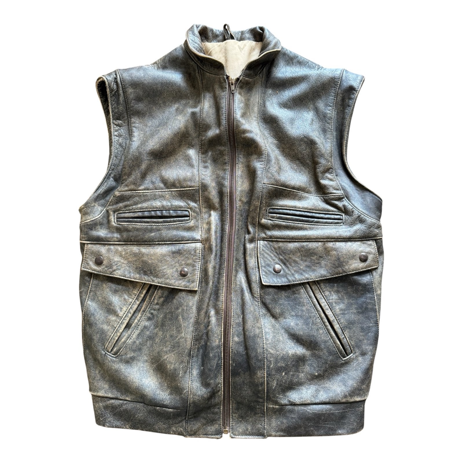 Leren Motor Bodywarmer Maat L - Vintage, Ophalen of Verzenden, Tweedehands, Jas | leer