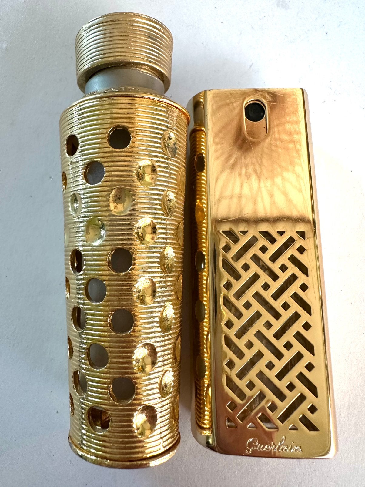 2 Vintage na vulbare parfum verstuivers Guerlain Paris, Verzenden, Zo goed als nieuw, Miniatuur