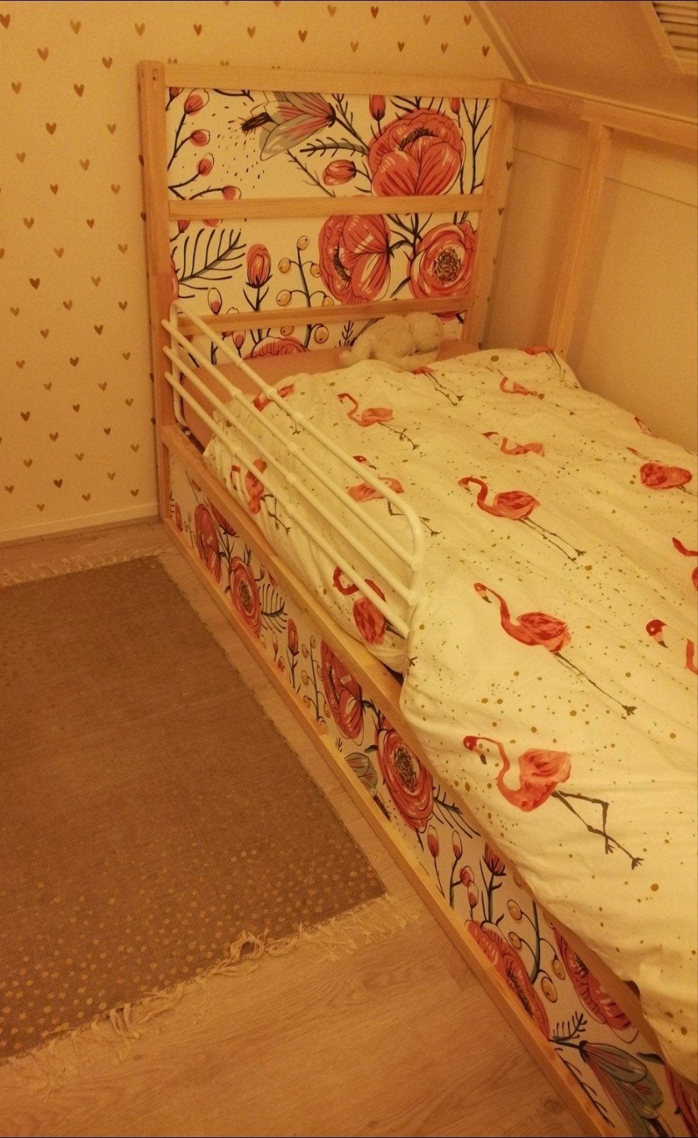 IKEA KURA omkeerbaar bed, wit/grenen, 90x200 cm, Ophalen, 90 cm, Eenpersoons, Wit