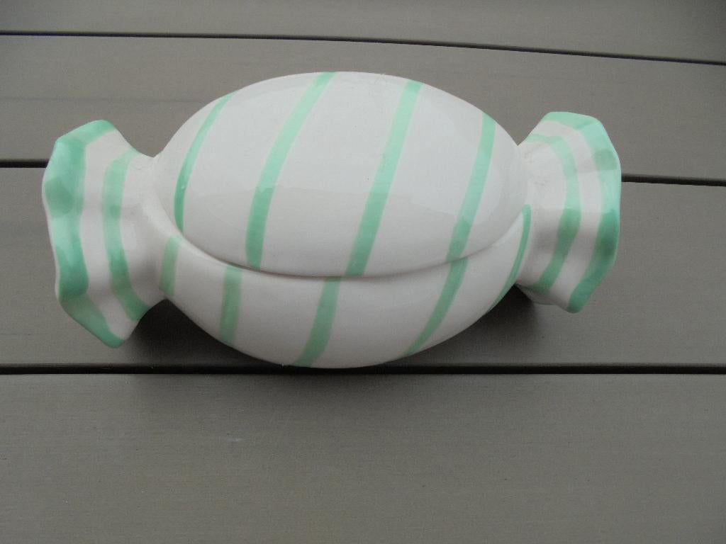 Wit groene snoeppot, Ophalen of Verzenden, Zo goed als nieuw, Voorraadpot, Wit