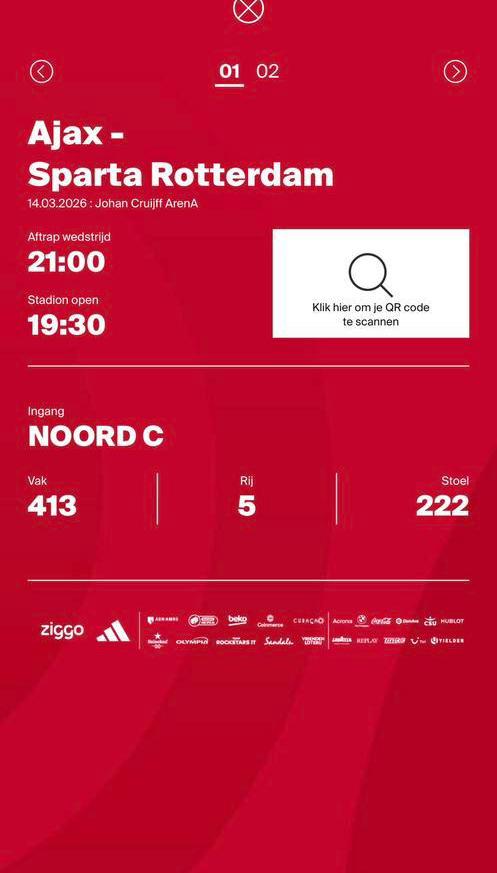Kaart Ajax - Sparta 14 Maart, Eén persoon