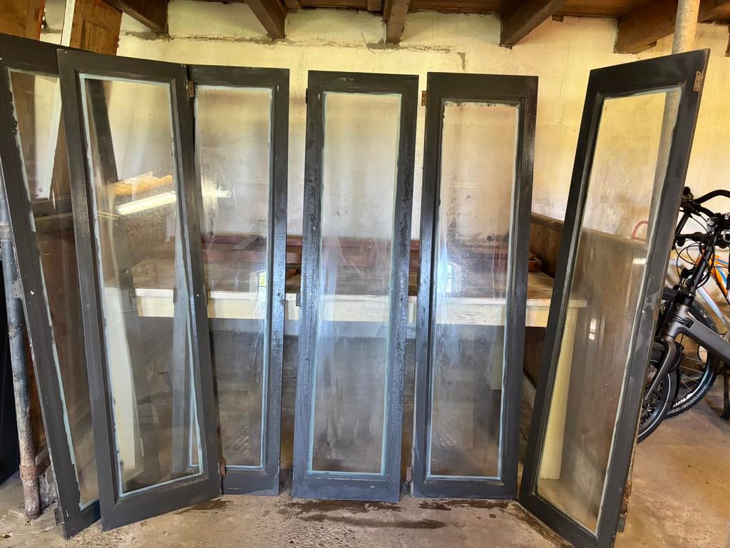 Oude luiken met glas / servieskastdeur, Ophalen, Zo goed als nieuw, Hout