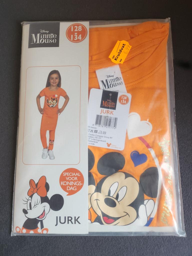 Disney oranje jurk Minnie Mouse 128-134 NIEUW (mickey) *, Ophalen of Verzenden, Nieuw, Meisje, Jurk of Rok