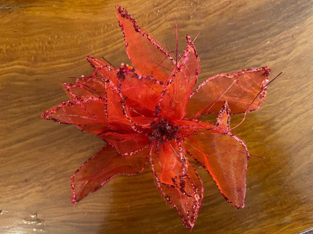 "Kerstroos" Voile met Glitter Kleur: Rood Nieuw, Diversen, Kerst, Ophalen of Verzenden, Nieuw
