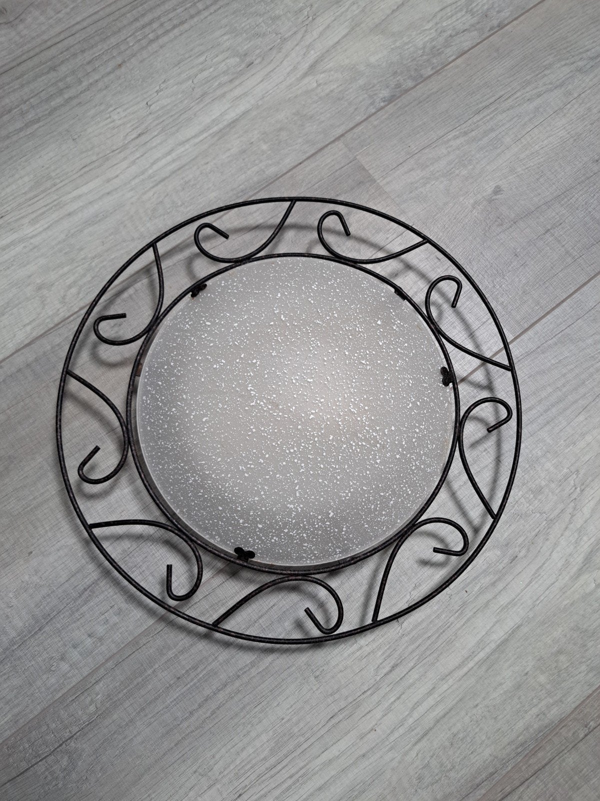 Massive Plafondlamp Zwart Metaal met Glas E27, Ophalen, Gebruikt, Inclusief lichtbron, Zwart