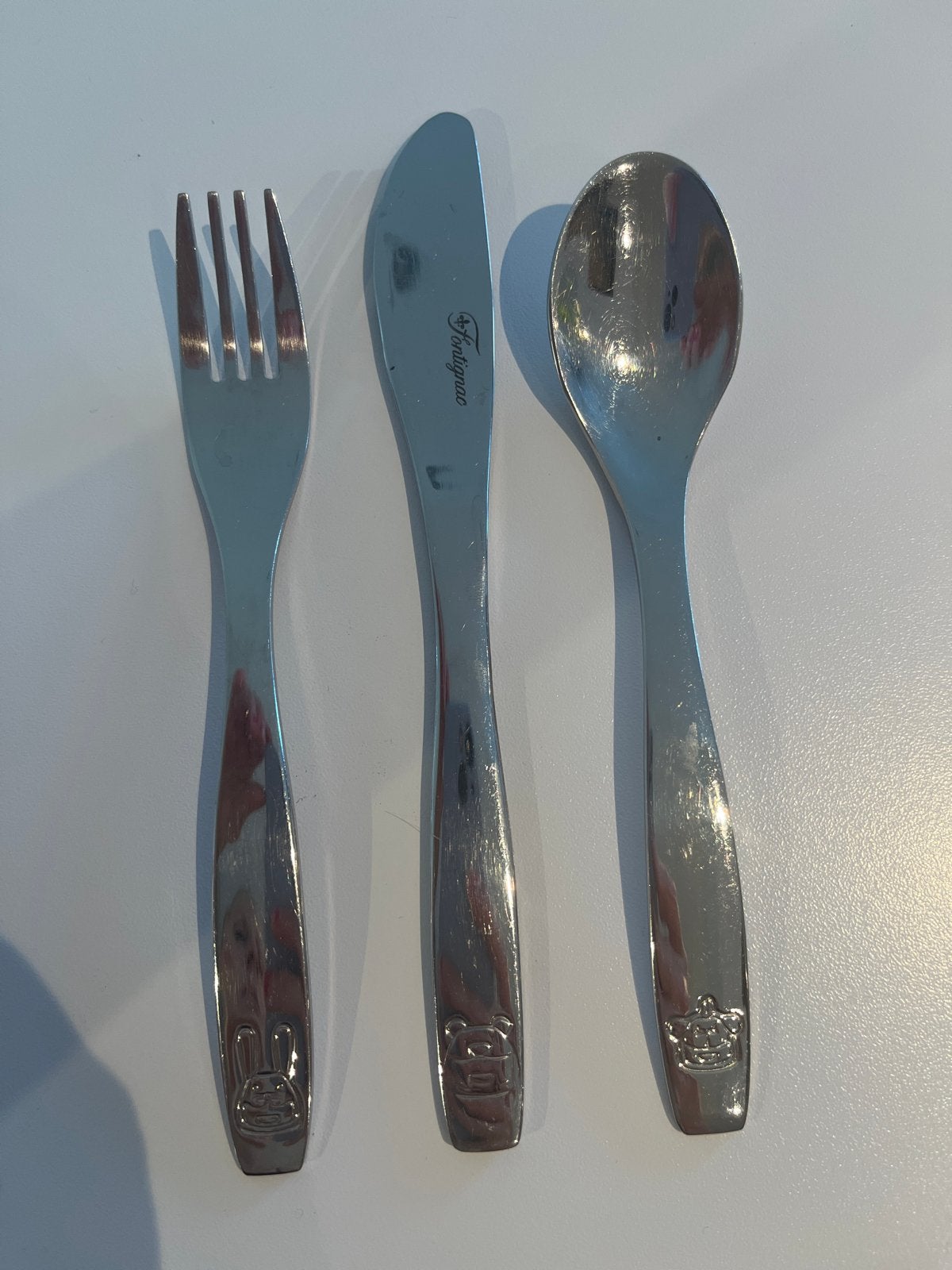 Kinderbestek set (vork, mes, lepel) - Folignano, Ophalen, Gebruikt