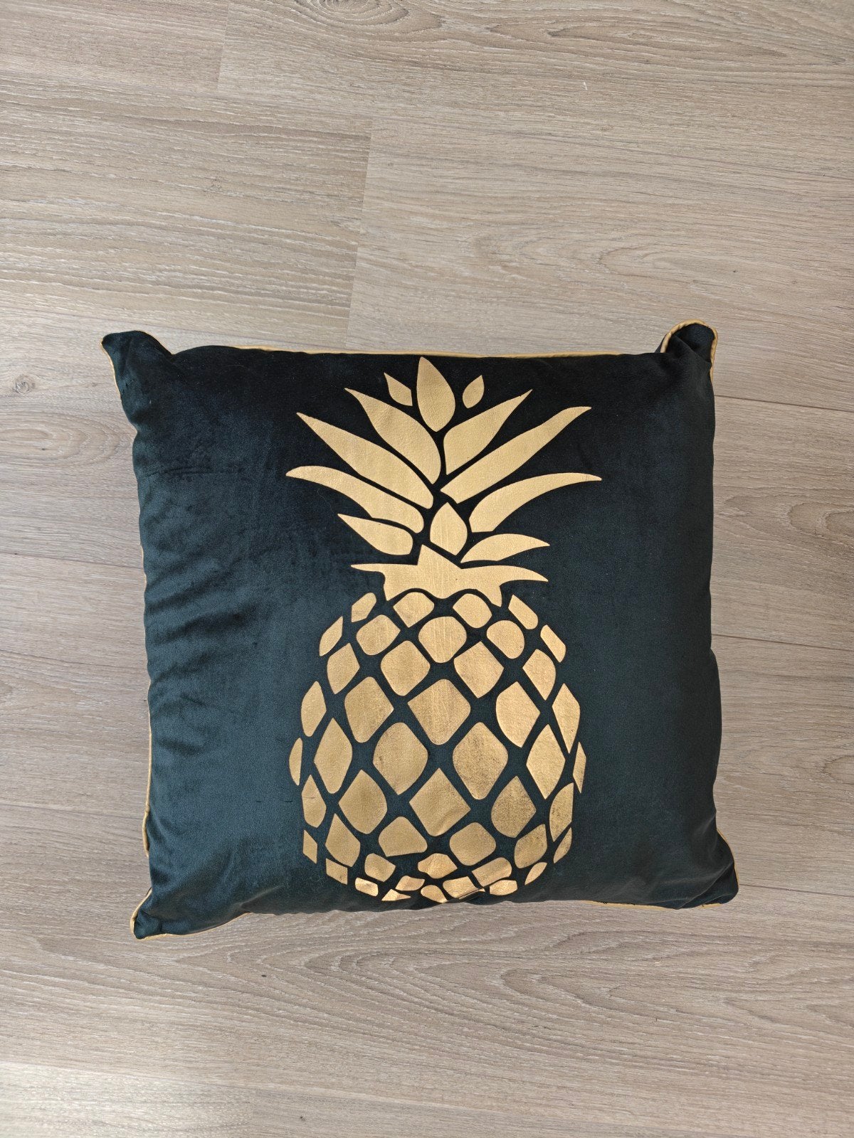 Sierkussen Ananas Goud Zwart, Ophalen, Nieuw, Zwart, Vierkant