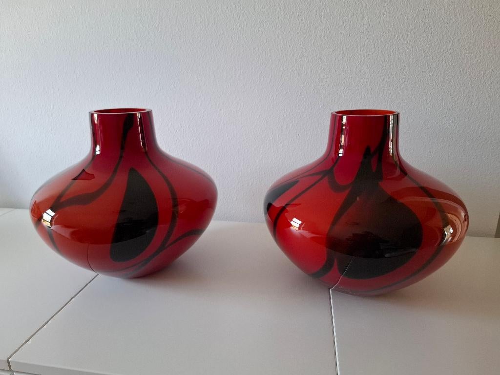 Rode dikwandige glazen siervazen / vazen, Ophalen, Minder dan 50 cm, Rood, Glas