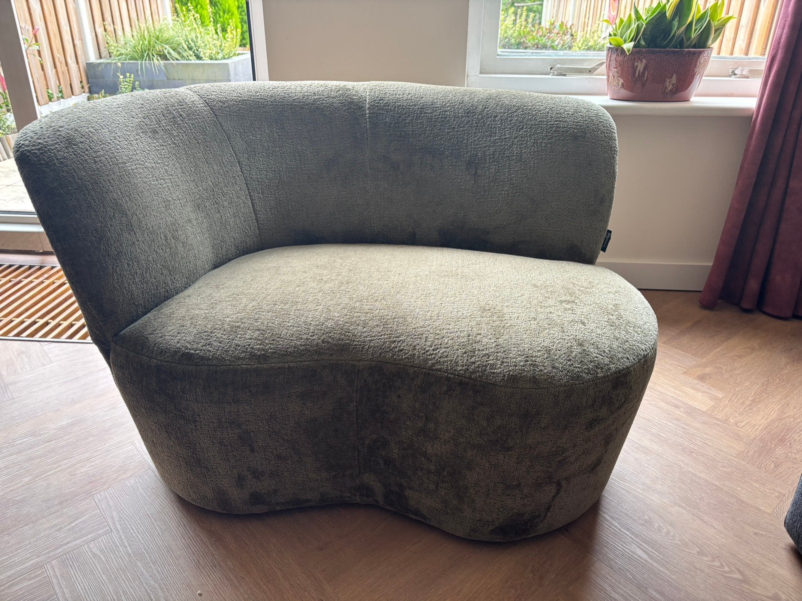 Fauteuil groen (Karwei), Huis en Inrichting, Ophalen, Zo goed als nieuw, 75 tot 100 cm, 50 tot 75 cm