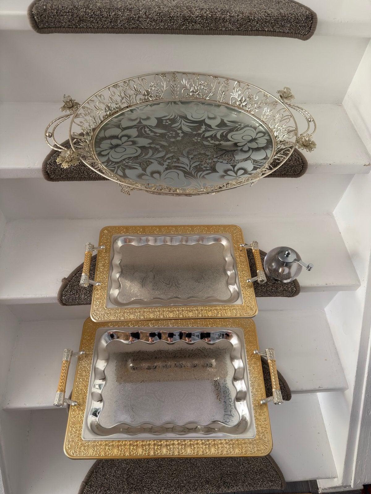 Decoratieve Dienbladen Set - Zilver en Goud, Ophalen