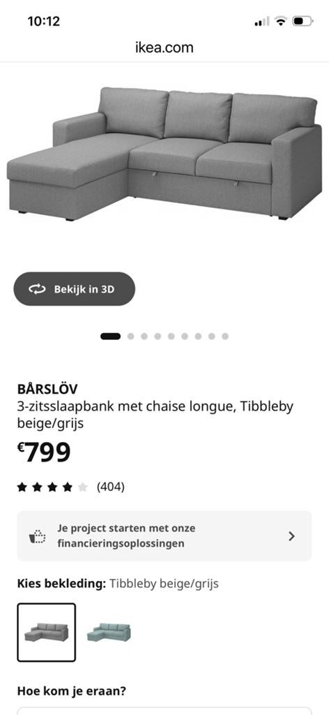 Slaapbank ikea, Ophalen of Verzenden, Zo goed als nieuw, Tweepersoons, 140 cm