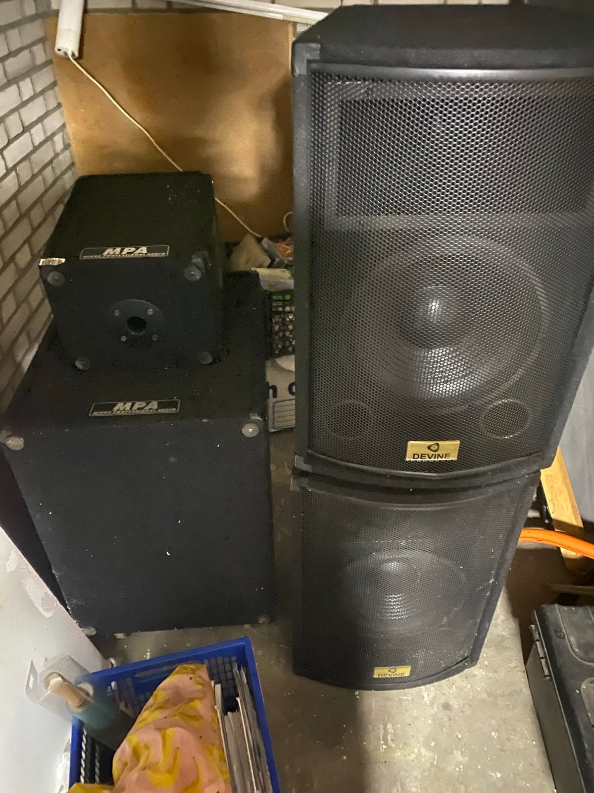Krachtige Devine en MPA Speakerset - Ideaal voor Feesten, Gebruikt, Speakerset, Ophalen of Verzenden, Basreflex