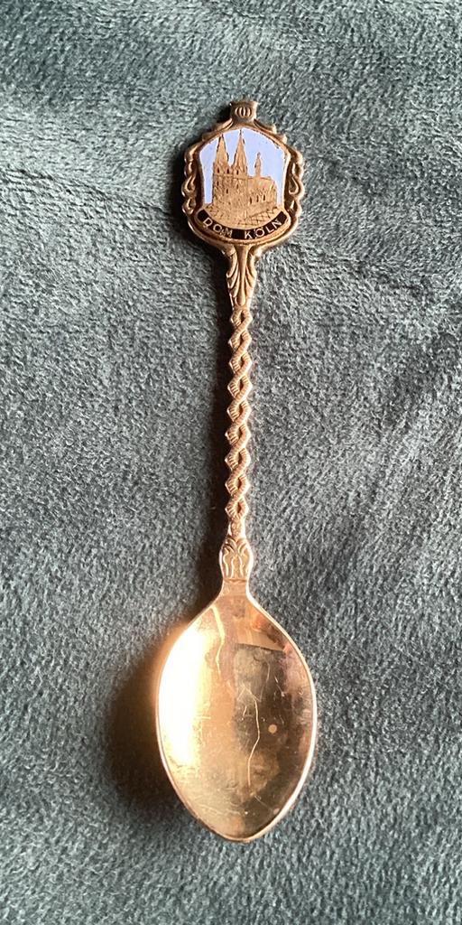 Lepeltje verzilverd Dom Köln met emaille, Antiek en Kunst, Ophalen of Verzenden, Zilver