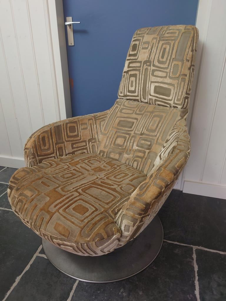 Natuzzi Design Brend, model 2236 "Bond" draaifauteuil, zgan!, Ophalen, 75 tot 100 cm, Zo goed als nieuw, Stof