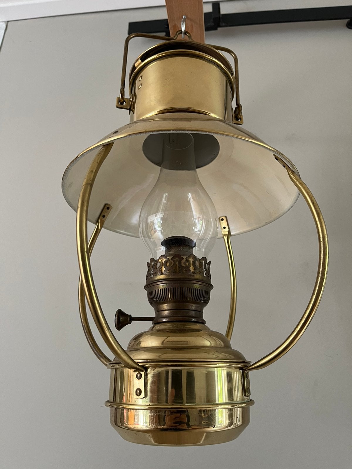 Koperen nautische lamp. Trawler olielamp. Scheepslamp, Ophalen, Zo goed als nieuw