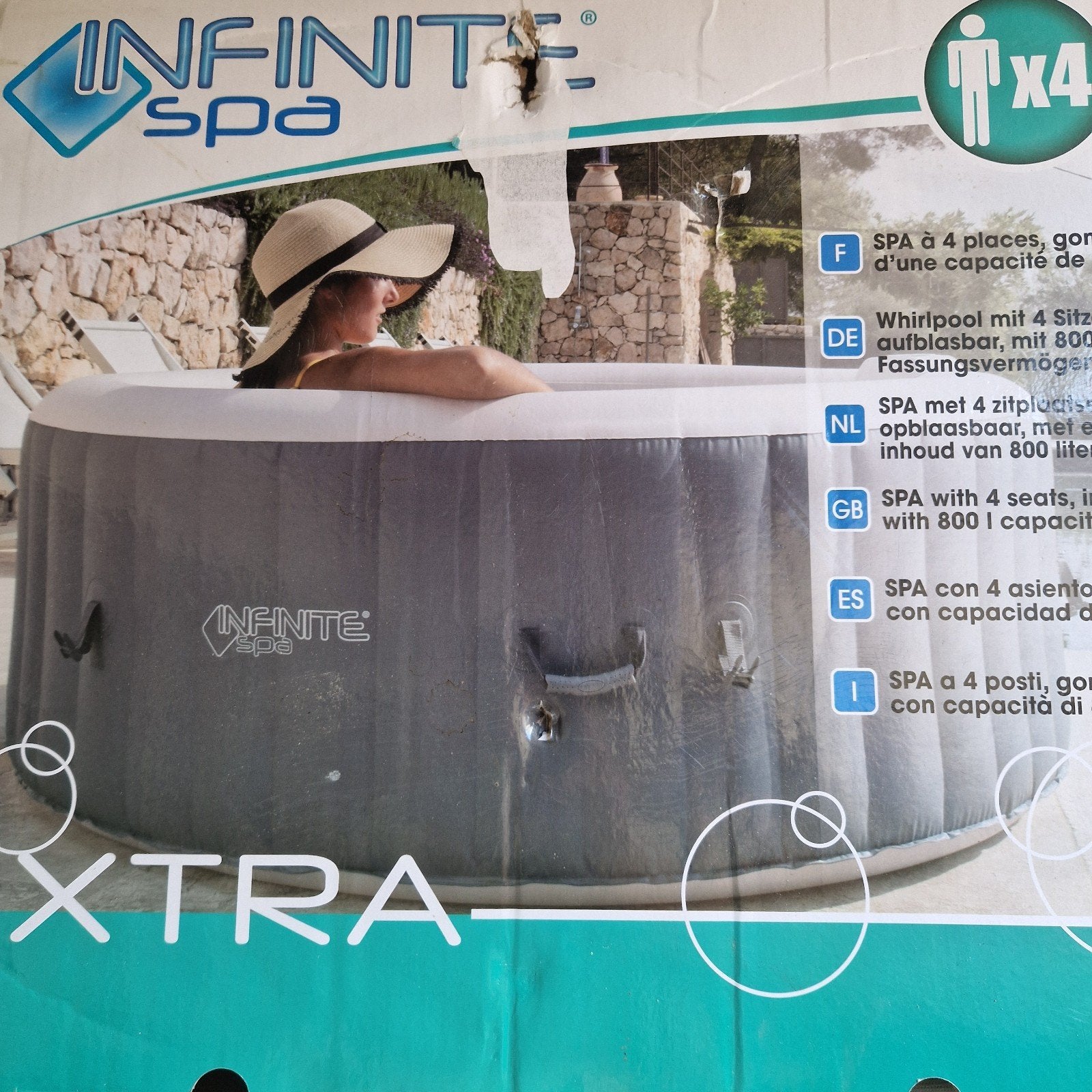 Infinite Spa Opblaasbaar Bubbelbad 4 Persoons, Ophalen, Gebruikt, Filter, Opblaasbaar