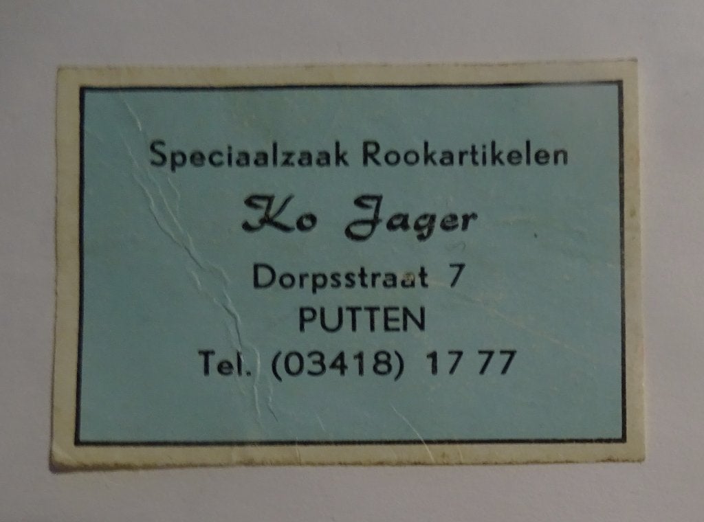 KO JAGER   Speciaalzaak Rookartikelen    PUTTEN, Verzamelen, Verzenden, Zo goed als nieuw, Luciferdoosjes of -merken