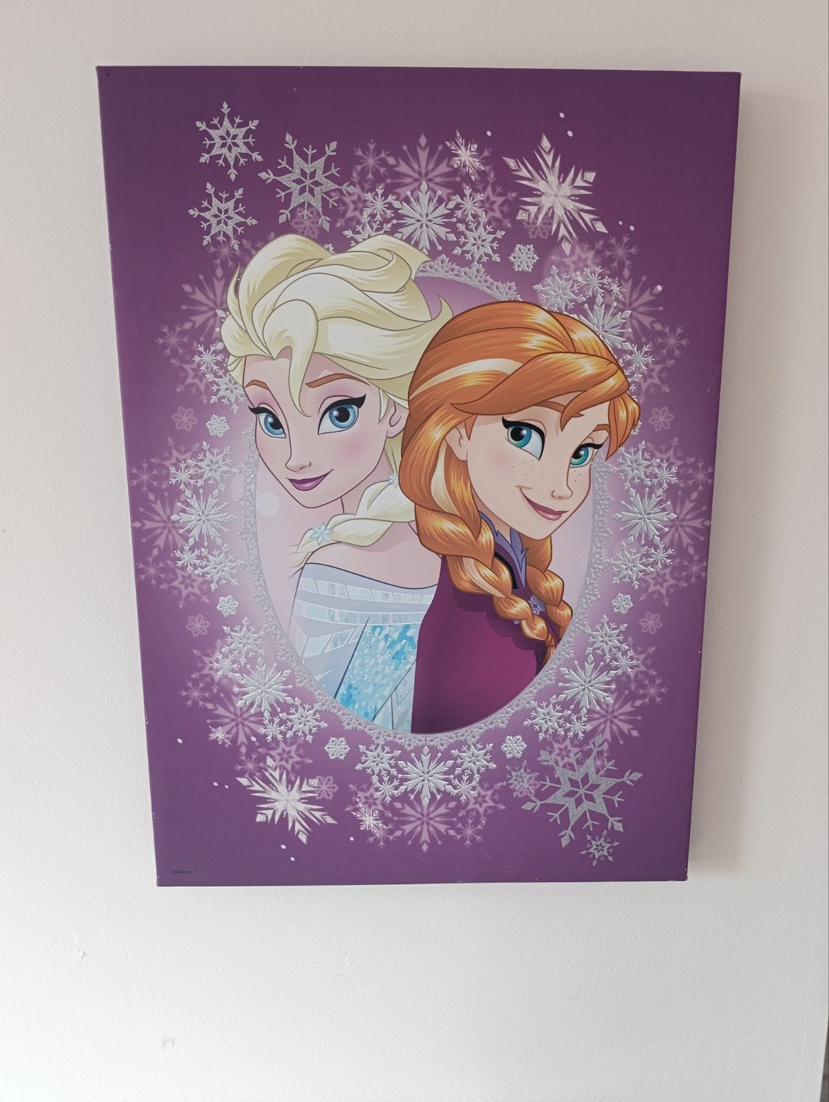 Elsa en Anna Frozen Canvas Schilderij, 50 – 75, Gebruikt, Ophalen of Verzenden, Schilderij