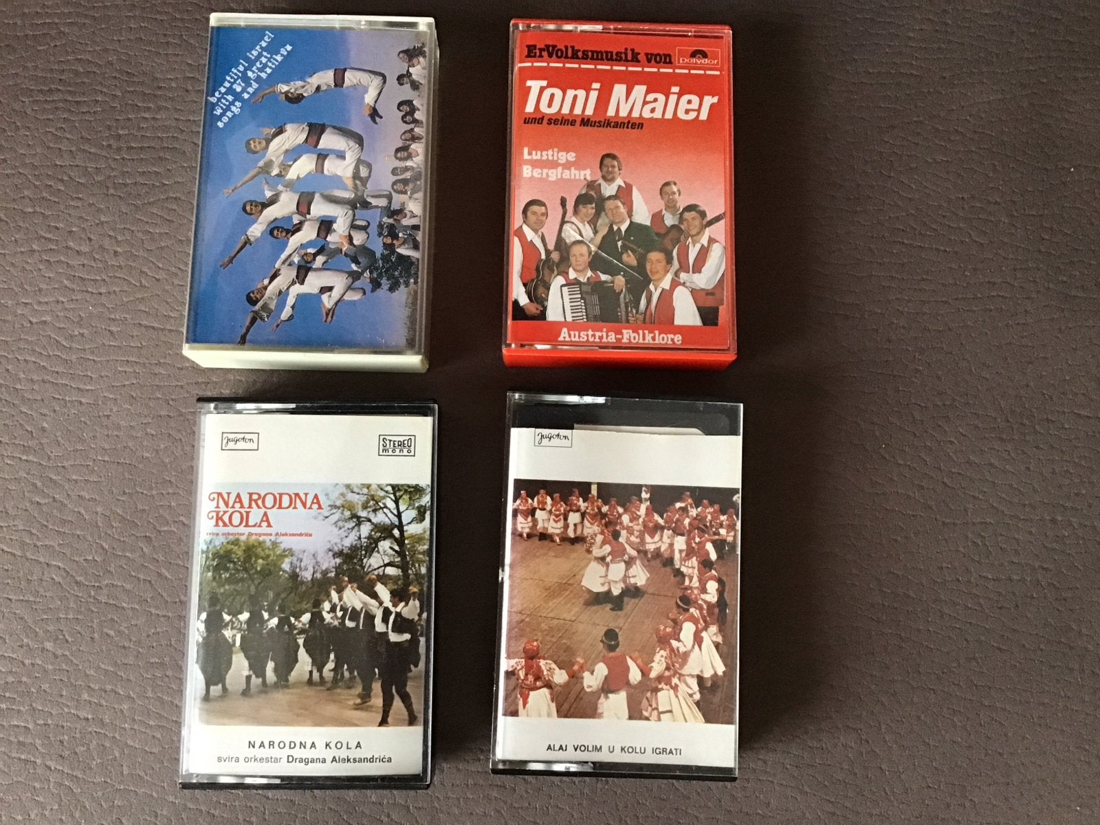 4 Cassettebandjes: Folkloristische Muziek (Oostenrijk, Israë, Gebruikt, 2 t/m 25 bandjes, Wereldmuziek, Ophalen of Verzenden