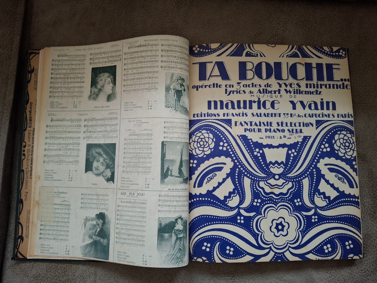Antiek Frans Bladmuziek Boek - Vintage Ephemera, Verzenden