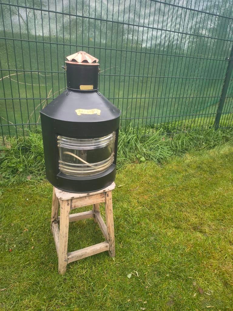 Vintage bakboord scheepslamp van Firma Den Haan Rotterdam, Ophalen