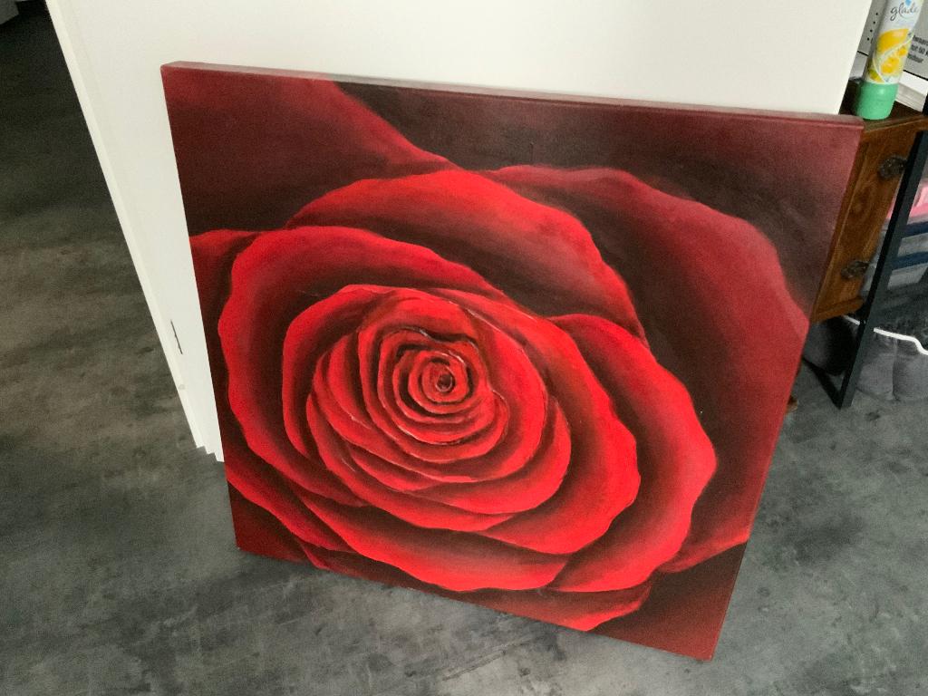 Schilderij Roos, Ophalen, Zo goed als nieuw, 50 tot 75 cm, Schilderij