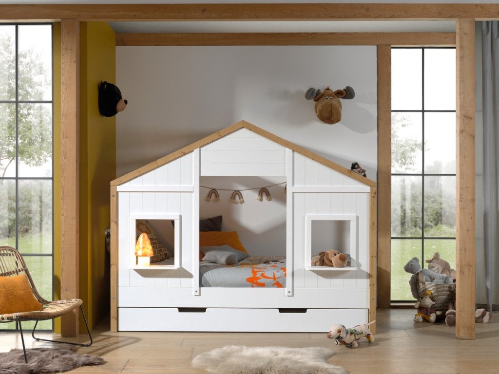 Babs 90 huisbed - 90x200 - Wit, Niet ingevuld, Niet ingevuld, Niet ingevuld