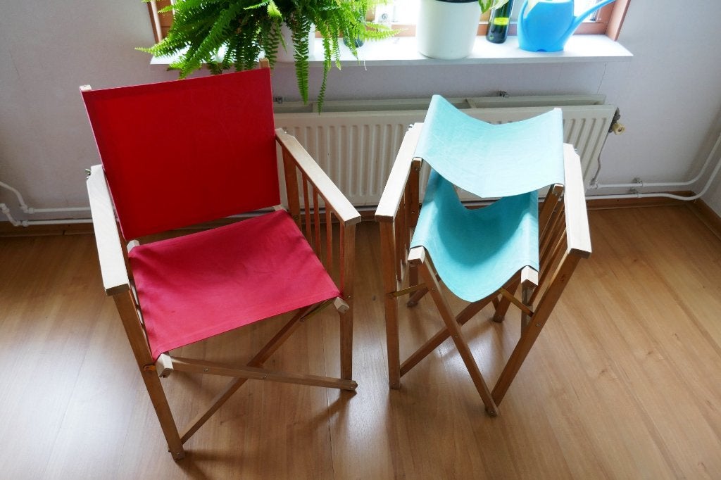 2 fijne regisseursstoelen, Ophalen, Hout, Twee, Overige kleuren