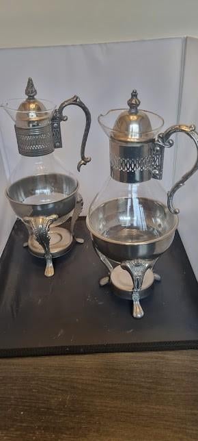 set glazen kannen met warmhouder, Overige typen, Ophalen of Verzenden, Zo goed als nieuw, Overige materialen