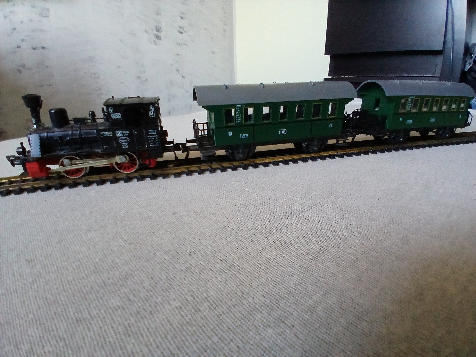 fleisman treinen + huisjes en rails, Gebruikt, Gelijkstroom, Fleischmann, Rails