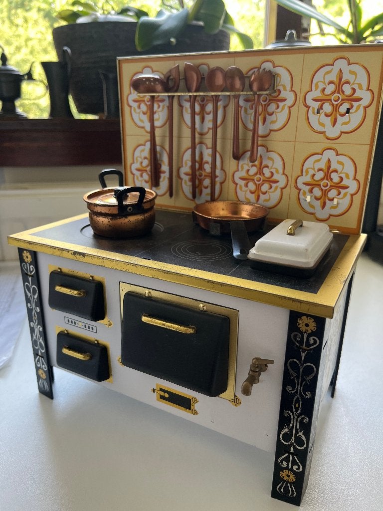 Vintage Miniatuur Fornuis met Koperen Pannen en Gereedschap, Ophalen, Overige typen
