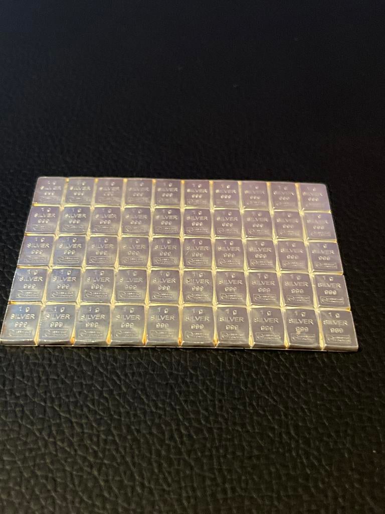Zilver Combibar ESG 50x 1 gram - Puur Zilver, Ophalen of Verzenden, Zo goed als nieuw