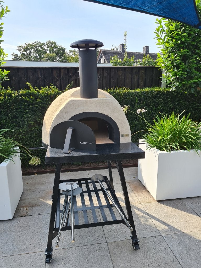 Pizza-oven AMALFI 70 BLACK PLAIN, Houtskool, Nieuw, Ophalen of Verzenden, Vrijstaand