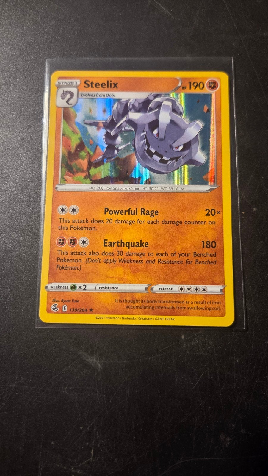 Steelix 139/264 Rare Holo - Fusion Strike Pokémon Kaart, Verzenden, Zo goed als nieuw, Losse kaart, Foil