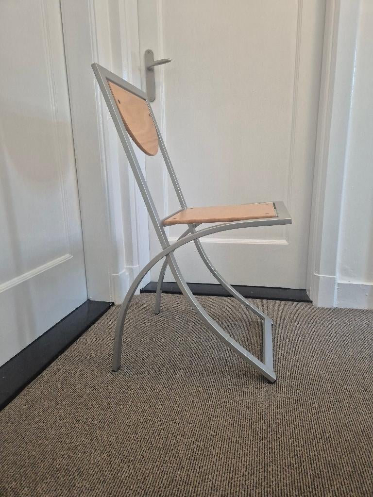 Sinusstoel van Karl Friedrich Förster, Set van DRIE, Huis en Inrichting, Stoelen, Gebruikt, Drie, Hout, Metaal, Grijs, Ophalen