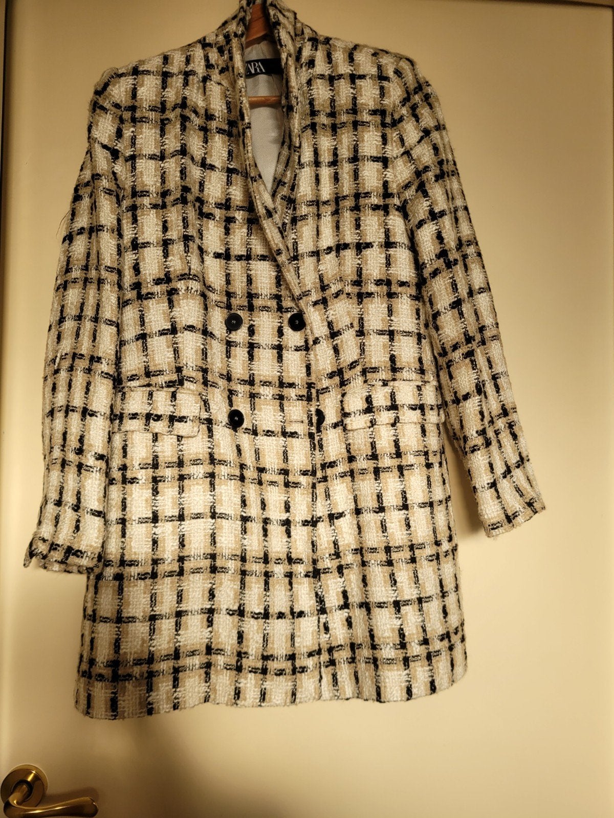 Zara geruite tweed jas - Maat L, Verzenden, Maat 42/44 (L), Zo goed als nieuw, Zara