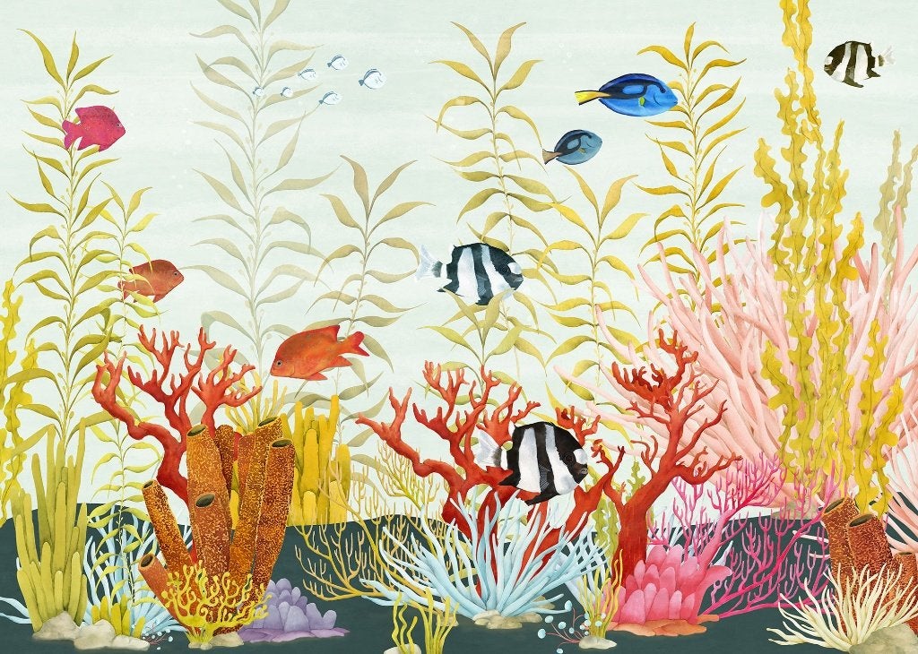 Onderwater vliesbehang Coral World - 350x250 - Muurdeco4kids, Verzenden, Fotobehang
