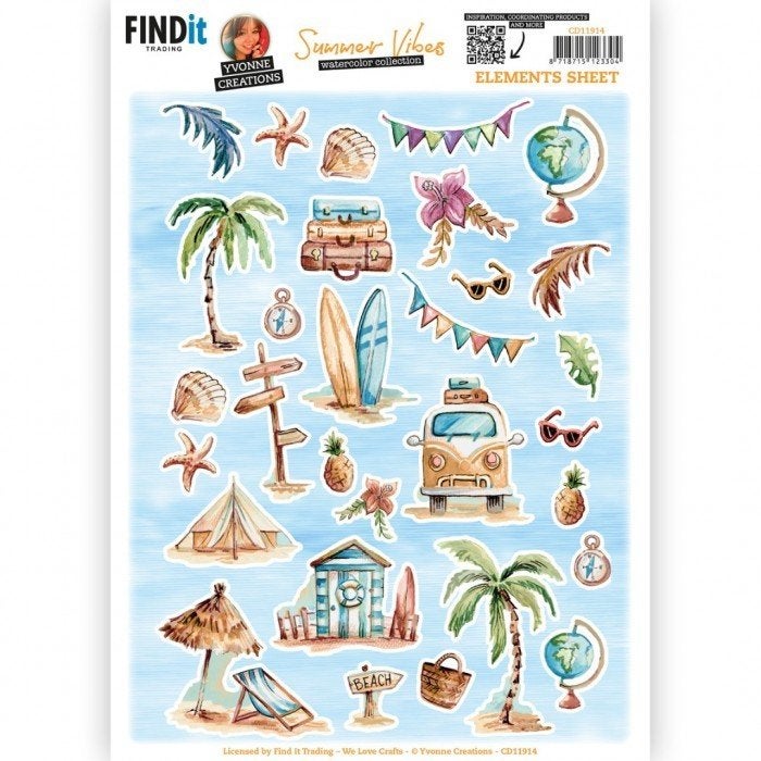 Yvonne Creations CD11914 Summer Vibes elementen knipvel A4, ., Nieuw, Ophalen of Verzenden, .