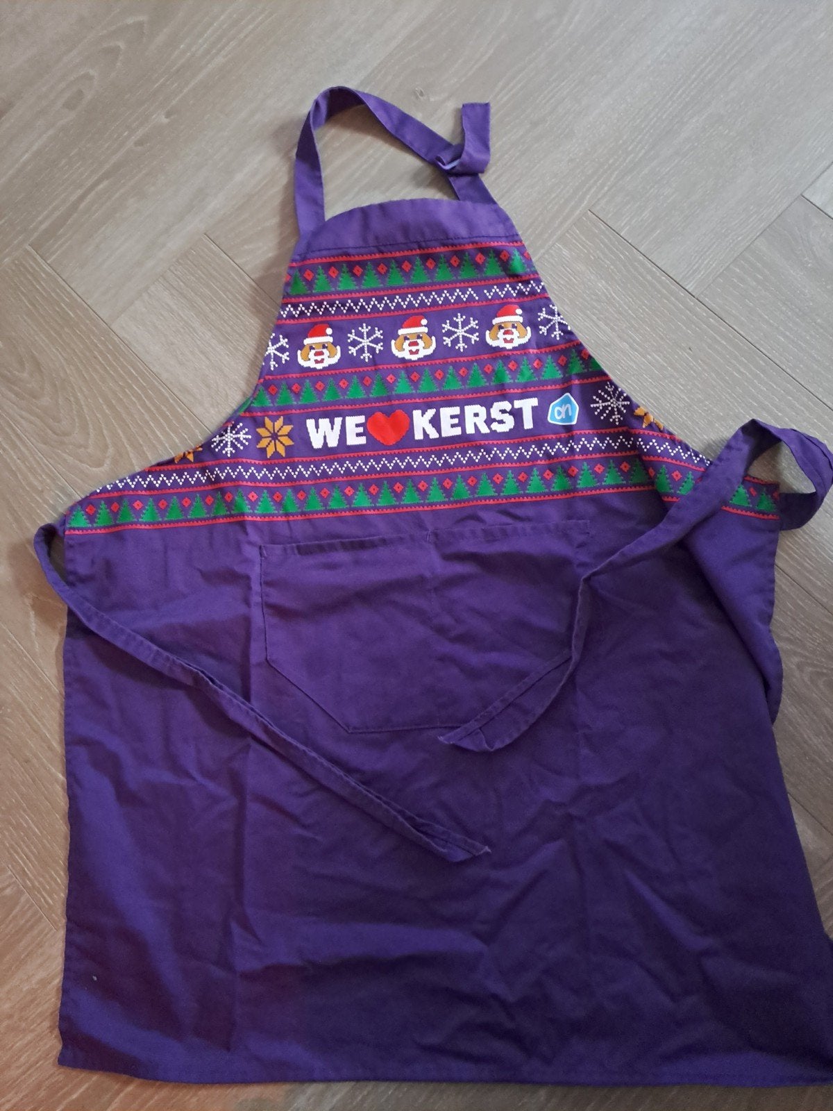AH kerst schort hamster paars, Huis en Inrichting, Ophalen of Verzenden, Zo goed als nieuw, Paars, Schort
