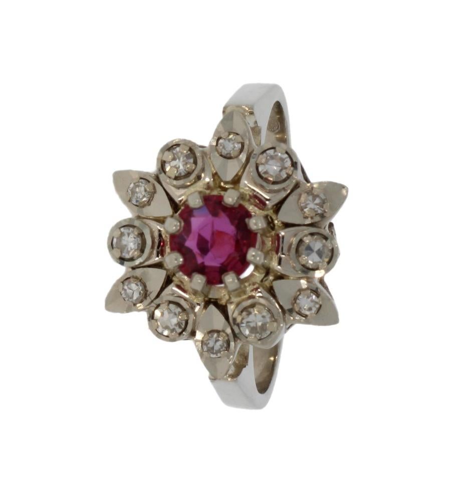 Diamanten robijn briljant 14k gouden luxe rozet ring dames, Voordeelsieraden, Verzenden, Met edelsteen, Dame