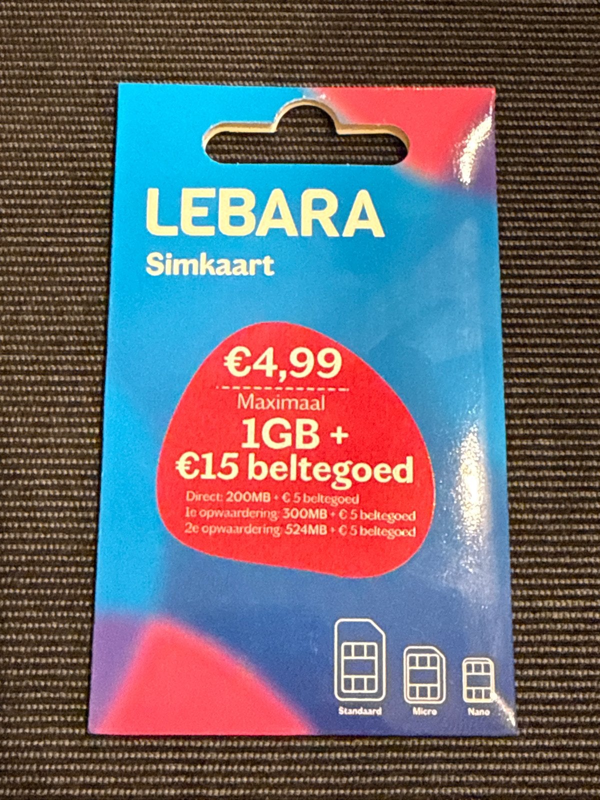 Lebara Simkaart - Nieuw met 1GB + €5 beltegoed, Ophalen, Nieuw, Overige providers, Simkaart