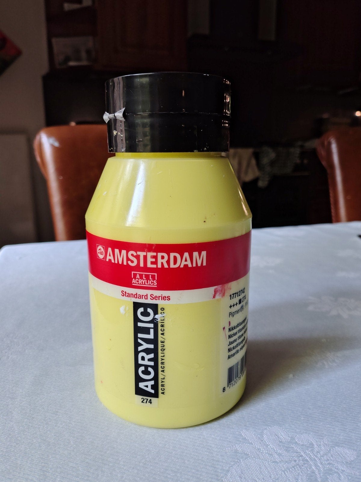 Acrylverf Amsterdam 1L Nikkeltitaangeel, Ophalen of Verzenden, Zo goed als nieuw, Acrylverf